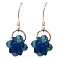 Cargar imagen en el visor de la galería, Blumen-Ohrringe Ohrhänger mit Zirkonia blau 12 mm - chic-net.de
