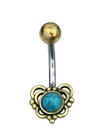 Cargar imagen en el visor de la galería, Bauchnabelpiercing Blume Edelstahl Stein Messing - chic-net.de
