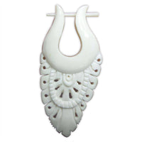 Cargar imagen en el visor de la galería, Bone Pin Creolen 63mm weiß Knochen Ohrringe Handarbeit verzierte Träne Schmuck - chic-net.de
