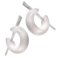 Cargar imagen en el visor de la galería, Bone Pin-Ohrringe weiß dick Creolen Bone Pin 15 mm handgeschnitzt - chic-net.de
