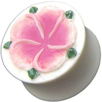 Load image into Gallery viewer, Bone Plug weiß Inlay Blume rosa grün handgeschnitzt Tribal Organic Expander Tunnel Piercing - chic-net.de
