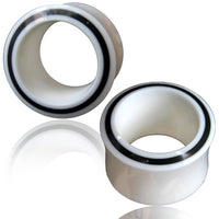 Load image into Gallery viewer, Bone Tunnel weiß Kreis Rim schwarz double flared - chic-net.de
