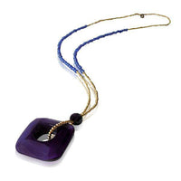 Cargar imagen en el visor de la galería, Brass Edelsteine Kette Anhänger eckig Loch lila blau Perlen gold nickelfrei Designer Schmuck - chic-net.de
