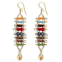 Load image into Gallery viewer, Brass Glaskristall Ohrringe gold bunt gelb Tropfen lang Ohrhänger Ethno Designer - chic-net.de
