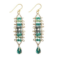 Load image into Gallery viewer, Brass Glaskristall Ohrringe gold grün türkis Tropfen lang Ohrhänger Ethno Designer - chic-net.de
