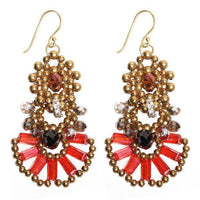 Cargar imagen en el visor de la galería, Brass Glaskristall Ohrringe koralle silber gold schwarz Glitzerring Ohrhänger Ethno Designer - chic-net.de
