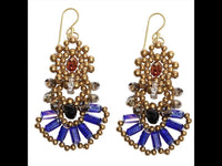 Cargar imagen en el visor de la galería, Brass Glaskristall Ohrringe lila silber gold schwarz Glitzerring Ohrhänger Ethno Designer - chic-net.de
