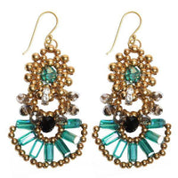 Cargar imagen en el visor de la galería, Brass Glaskristall Ohrringe türkis silber gold schwarz Glitzerring Ohrhänger Ethno Designer - chic-net.de
