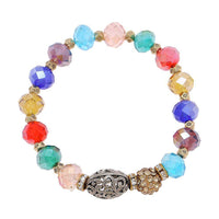 Cargar imagen en el visor de la galería, Brass Glitzerkugel Armband golden Kristalle bunt Ornament silber verstellbar - chic-net.de
