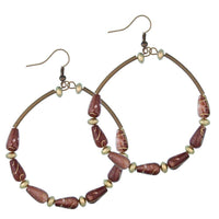 Cargar imagen en el visor de la galería, Brass gold braun Perlen Ohrringe Kupferohrhänger nickelfrei Damenschmuck - chic-net.de
