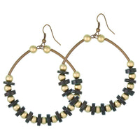 Cargar imagen en el visor de la galería, Brass gold grüne Perlen Kokosholz Ohrhänger nickelfrei Schmuck Damenohrringe - chic-net.de
