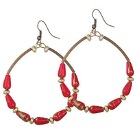 Cargar imagen en el visor de la galería, Brass gold rot Perlen länglich Ohrringe Kupfer Ohrhänger nickelfrei Damenschmuck - chic-net.de
