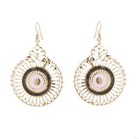 Cargar imagen en el visor de la galería, Brass golden schwarz weiß Ohrringe Emaille filigran Tropfen Rad Ohrhänger 5 cm - chic-net.de
