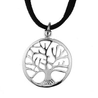 Cargar imagen en el visor de la galería, Brass Kette 43 cm Anhänger filigran Baum verzweigt 25 mm Karabiner Lederband verstellbar - chic-net.de
