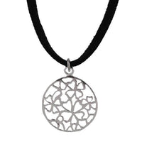 Cargar imagen en el visor de la galería, Brass Kette 43 cm Anhänger filigran Blumen 20 mm Karabiner verstellbar Lederband - chic-net.de
