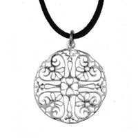 Load image into Gallery viewer, Brass Kette 43 cm Anhänger filigran Kreuz 30 mm Karabiner Lederband verstellbar - chic-net.de
