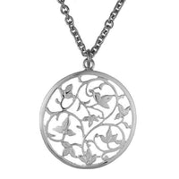 Load image into Gallery viewer, Brass Kette 62 cm Anhänger filigran Blätter Ranken 30 mm Karabiner nickelfrei silber - chic-net.de
