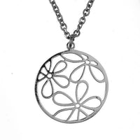 Cargar imagen en el visor de la galería, Brass Kette 62 cm Anhänger filigran Blumen 20 mm Karabiner nickelfrei silber - chic-net.de
