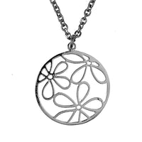 Cargar imagen en el visor de la galería, Brass Kette 62 cm Anhänger filigran Blumen 20 mm Karabiner nickelfrei silber - chic-net.de
