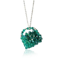Load image into Gallery viewer, Brass Kette Glaskristalle Handtasche türkis facettiert silber nickelfrei Glitzer Schmuck - chic-net.de
