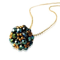 Load image into Gallery viewer, Brass Kette Glaskristalle Kugel türkis facettiert Glitzer Schmuck gold nickelfrei Blumenmuster - chic-net.de
