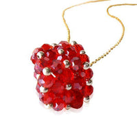 Load image into Gallery viewer, Brass Kette Glaskristalle Würfel rot facettiert silber nickelfrei Glitzer Schmuck - chic-net.de
