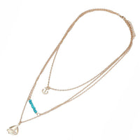 Load image into Gallery viewer, Brass Kette goldfarben dreiteilig Anker Segelschiff Steine türkisfarben fein ca.35 mm - chic-net.de
