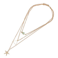 Load image into Gallery viewer, Brass Kette goldfarben dreiteilig Auge grün Dreieck Seestern fein ca.35 mm - chic-net.de
