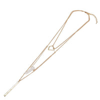 Cargar imagen en el visor de la galería, Brass Kette goldfarben dreiteilig Form Geometrisch Rechteck weißer Stein ca. 46cm Länge - chic-net.de
