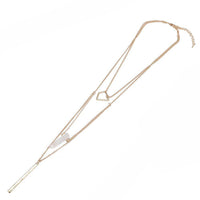 Cargar imagen en el visor de la galería, Brass Kette goldfarben dreiteilig Form Geometrisch Rechteck weißer Stein ca. 46cm Länge - chic-net.de
