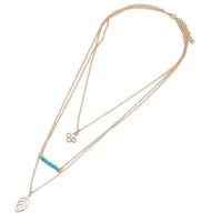 Load image into Gallery viewer, Brass Kette goldfarben dreiteilig Steine türkis Blume Blatt klein ca. 55cm Länge - chic-net.de
