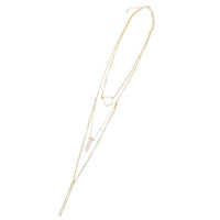 Load image into Gallery viewer, Brass Kette goldfarben fein Anhänger 3-Teilig geometrisch Stein weiß ca 45 cm - chic-net.de
