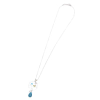 Load image into Gallery viewer, Brass Kette silberfarben Anhänger Ring Baum Vogel Blätter Stein blau ca. 46cm Länge - chic-net.de
