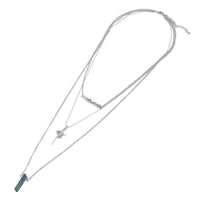 Load image into Gallery viewer, Brass Kette silberfarben dreiteilig Perlen Steine Kreuz mit Ring Zirkonia ca. 46cm Länge - chic-net.de
