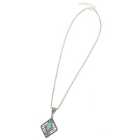 Load image into Gallery viewer, Brass Kette silbern Türkis Kristalle Stein Raute 44-48 cm Mandel - chic-net.de
