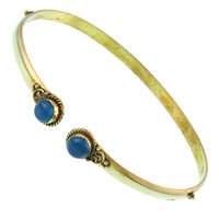 Cargar imagen en el visor de la galería, Brass Oberarmreif Punkte gold Chalzedon rund Seil Spiralbogen nickelfrei verstellbar Tribal Armreif - chic-net.de
