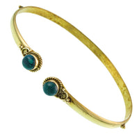 Load image into Gallery viewer, Brass Oberarmreif Punkte gold Malachit rund Seil Spiralbogen nickelfrei verstellbar Tribal Armreif - chic-net.de
