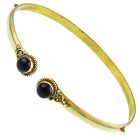 Load image into Gallery viewer, Brass Oberarmreif Punkte gold Onyx rund Seil Spiralbogen nickelfrei verstellbar Tribal Armreif - chic-net.de
