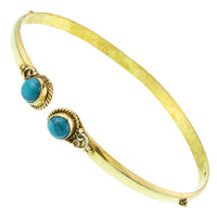 Cargar imagen en el visor de la galería, Brass Oberarmreif Punkte gold Türkis rund Seil Spiralbogen nickelfrei verstellbar Tribal Armreif - chic-net.de
