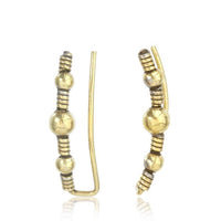Load image into Gallery viewer, Brass Ohr Klemmen Manschetten Ohrklemme antik golden Messing Ear Climber Kugeln - chic-net.de
