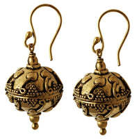 Cargar imagen en el visor de la galería, Brass Ohrringe antik golden Kugeln Creolen Spiralen Messing Ohrhänger - chic-net.de
