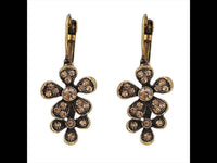 Load image into Gallery viewer, Brass Ohrringe antik golden oxidiert zwei Blumen Steine orange schimmernd - chic-net.de
