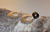 Load image into Gallery viewer, Brass Ohrringe Blumensichel silbern Messing - chic-net.de
