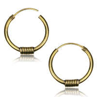 Load image into Gallery viewer, Brass Ohrringe Creolen antik golden Hoops zwei Größen - chic-net.de
