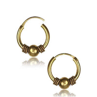 Load image into Gallery viewer, Brass Ohrringe Creolen antik golden Hoops zwei Größen - chic-net.de
