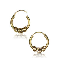 Load image into Gallery viewer, Brass Ohrringe Creolen antik golden Hoops zwei Größen - chic-net.de
