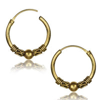 Load image into Gallery viewer, Brass Ohrringe Creolen antik golden Hoops zwei Größen - chic-net.de
