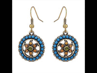 Cargar imagen en el visor de la galería, Brass Ohrringe golden anitk rund Kreis Steine Blau Blume orange grün - chic-net.de
