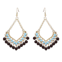 Load image into Gallery viewer, Brass Ohrringe golden glänzend halbes Herz Steine hellblau schwarz - chic-net.de
