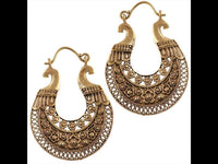 Load image into Gallery viewer, Brass Ohrringe goldfarben rund Ornament Blumen Muster Gitter Kugeln antik golden - chic-net.de
